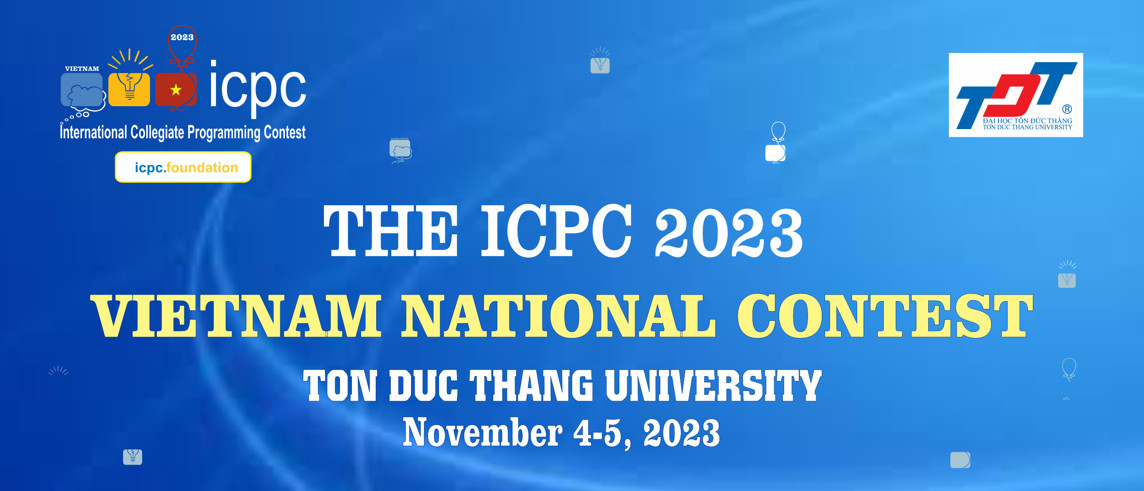 Trường Đại học Tôn Đức Thắng đã được lựa chọn là 01 trong 06 điểm thi ICPC quốc gia 2023 vào thời gian từ ngày 04 đến 05/11